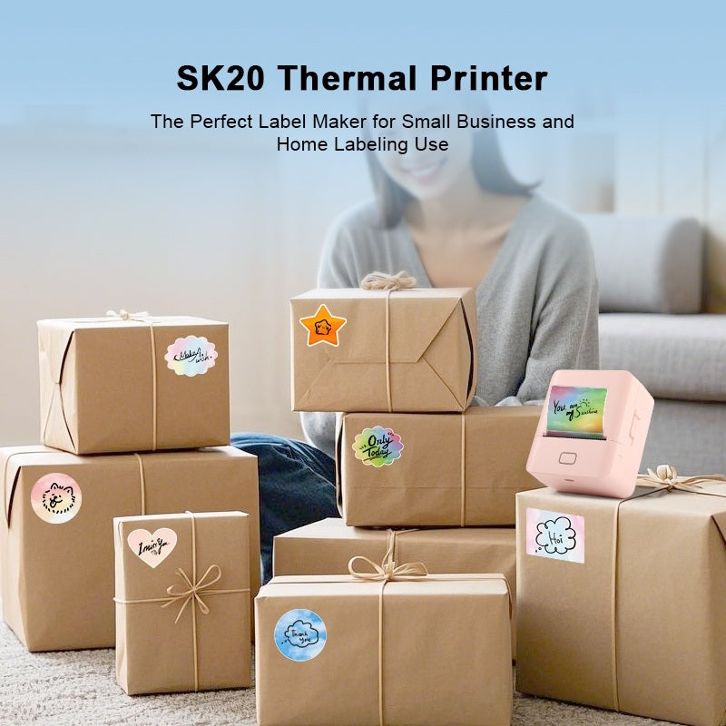 SK20 Portable Thermal Printer with 1 Roll of White Label（NZ Local Shippment）