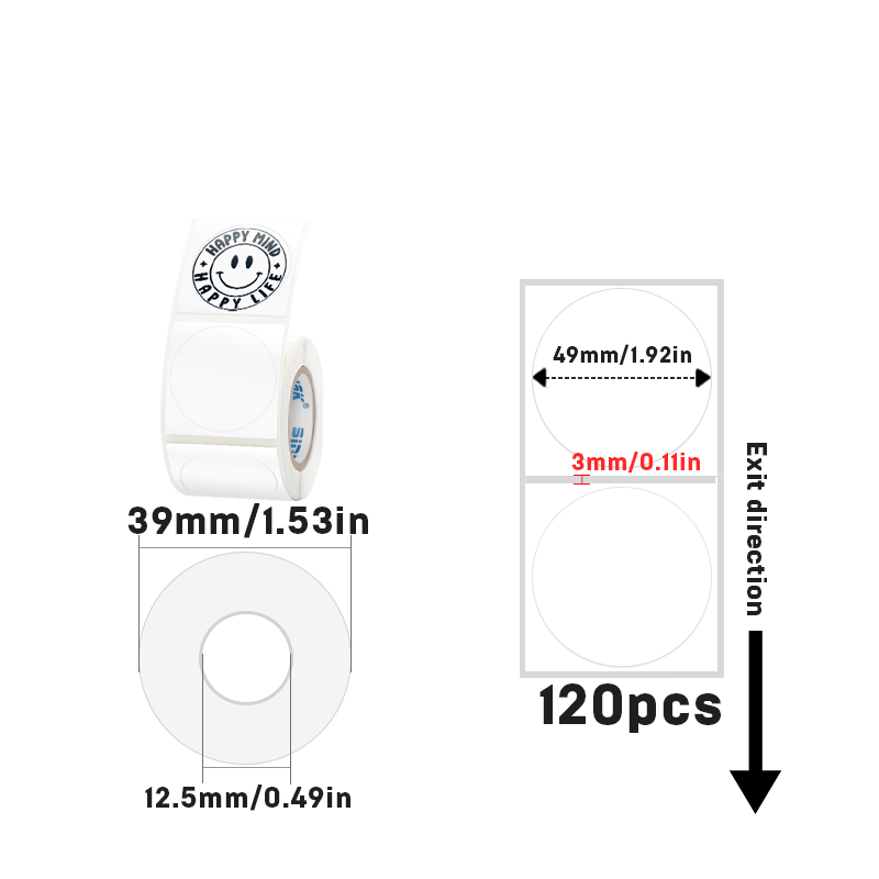 50mmX50mm Circular thermal label