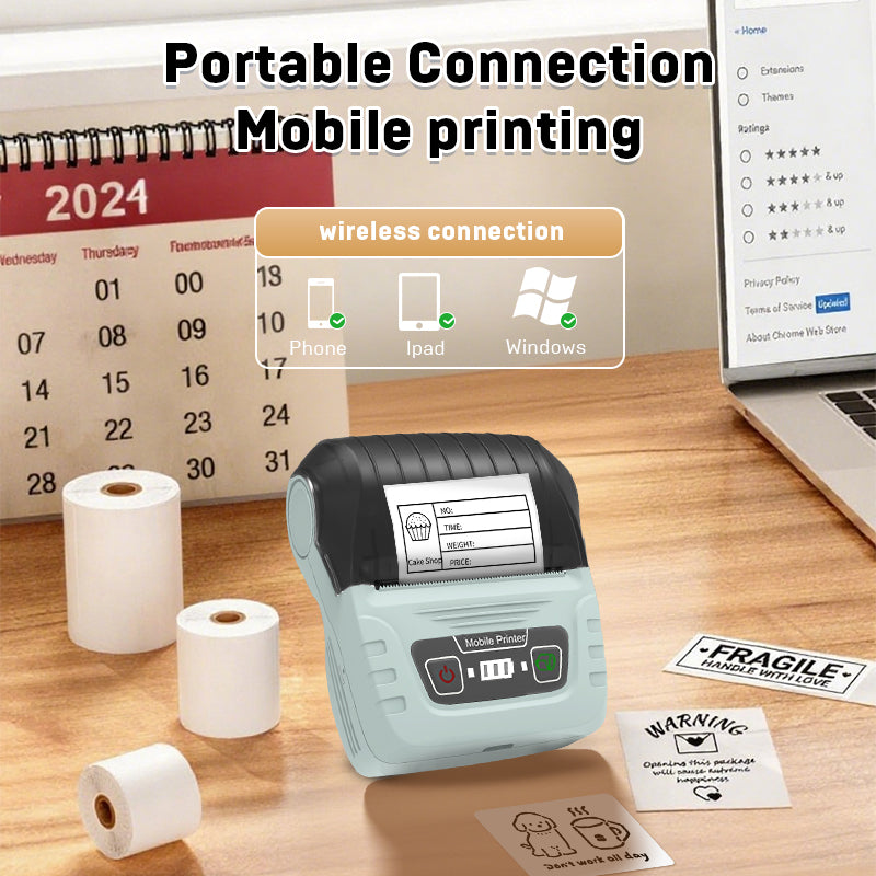 SK58 Portable Thermal Printer with 2 Rolls of White Label(Australia Local Shippment)