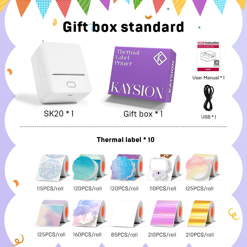 KAYSION SK20 Portable Thermal Printer Gift Set
