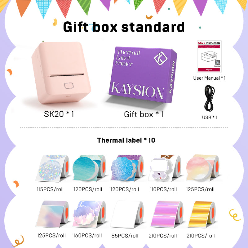 KAYSION SK20 Portable Thermal Printer Gift Set