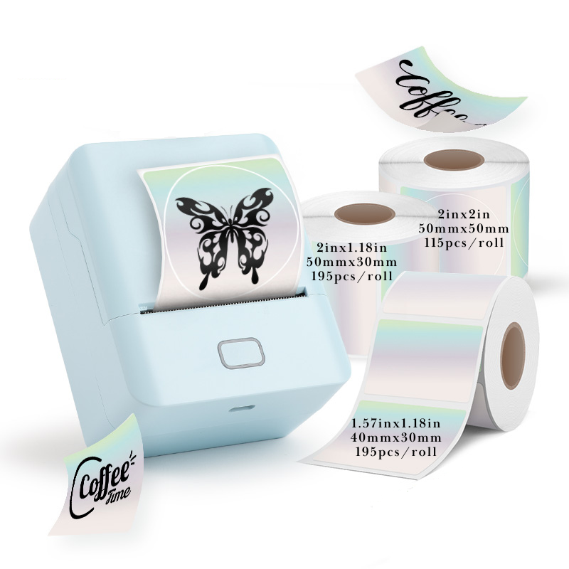 SK20 Portable Thermal Printer with 3 Rolls Silver Holographic Labels（NZ Local Shippment）