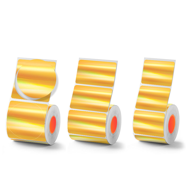 Gold Laser Holographic Thermal Labels 3 Rolls Set For SK20/SK35/SK45/SK27
