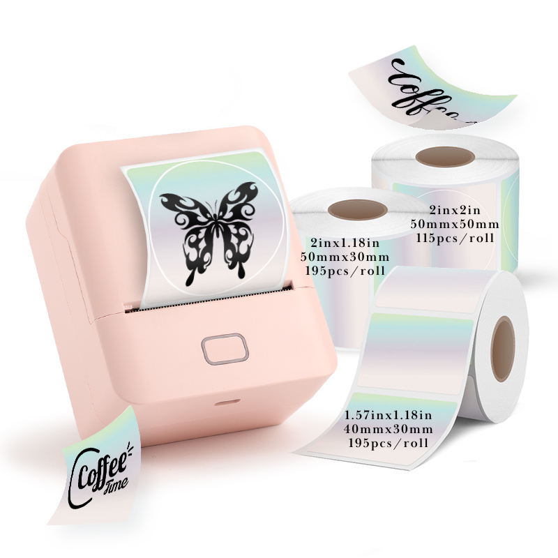 SK20 Portable Thermal Printer with 3 Rolls Silver Holographic Labels（NZ Local Shippment）