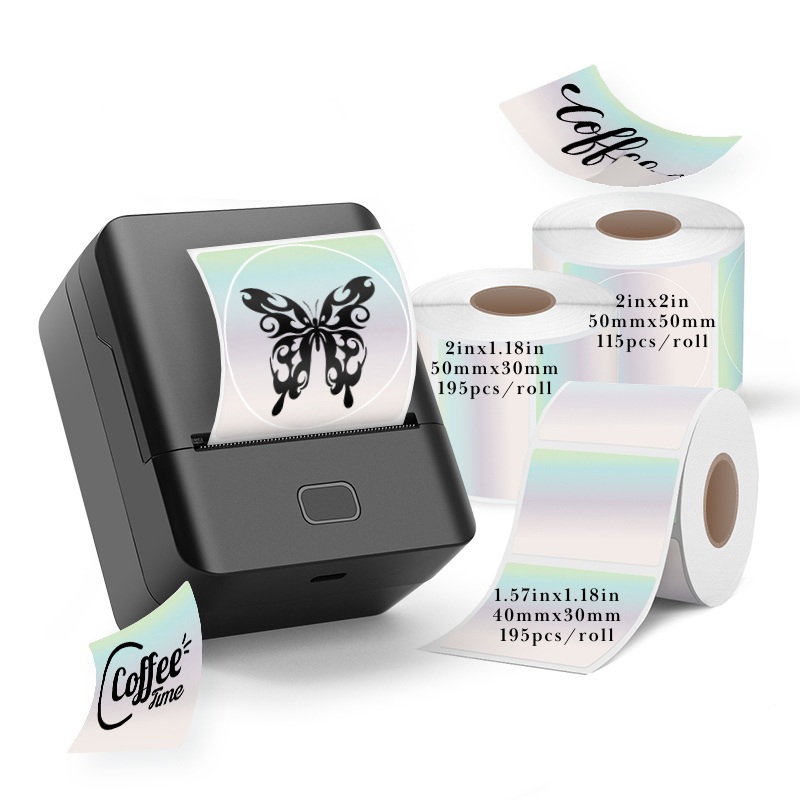 SK20 Portable Thermal Printer with 3 Rolls Silver Holographic Labels（NZ Local Shippment）