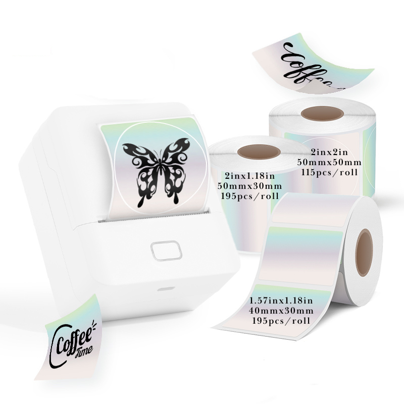 SK20 Portable Thermal Printer with 3 Rolls Silver Holographic Labels（NZ Local Shippment）