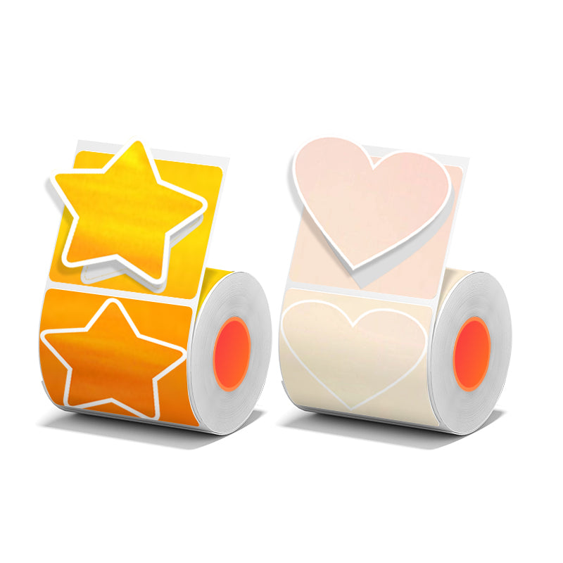 2 Types of 50mmx40mm Thermal Labels with Hearts, Stars For SK58