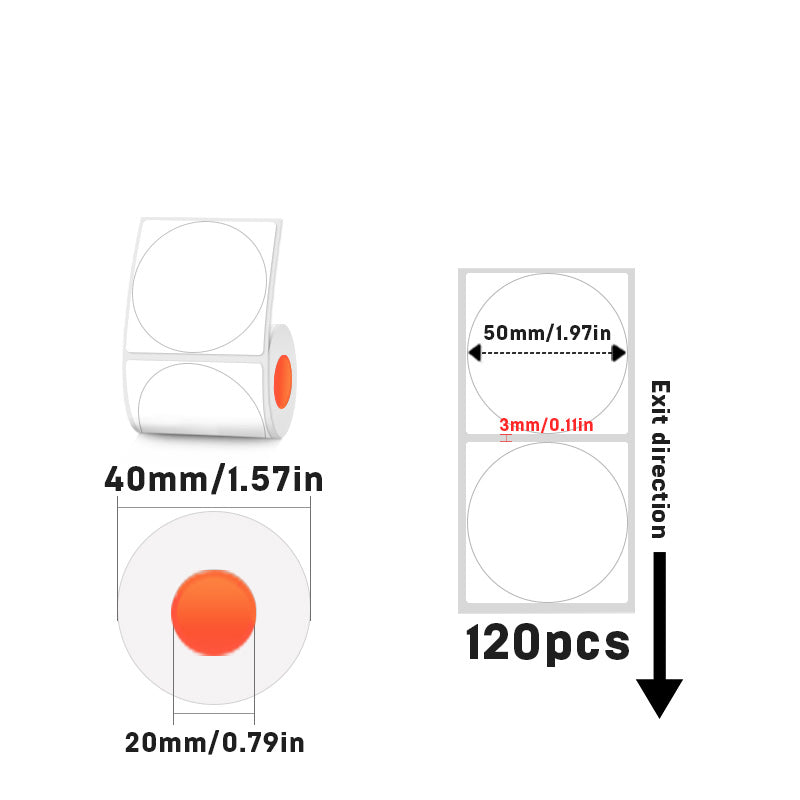 Circular white thermal label for SK/58/SK20/SK35/SK45/SK27