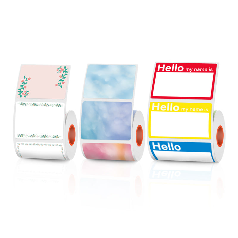 3 Types of Color-printed Thermal Labels 4 color Border, Name, Cloud For SK58/SK20/SK35/SK45/SK27