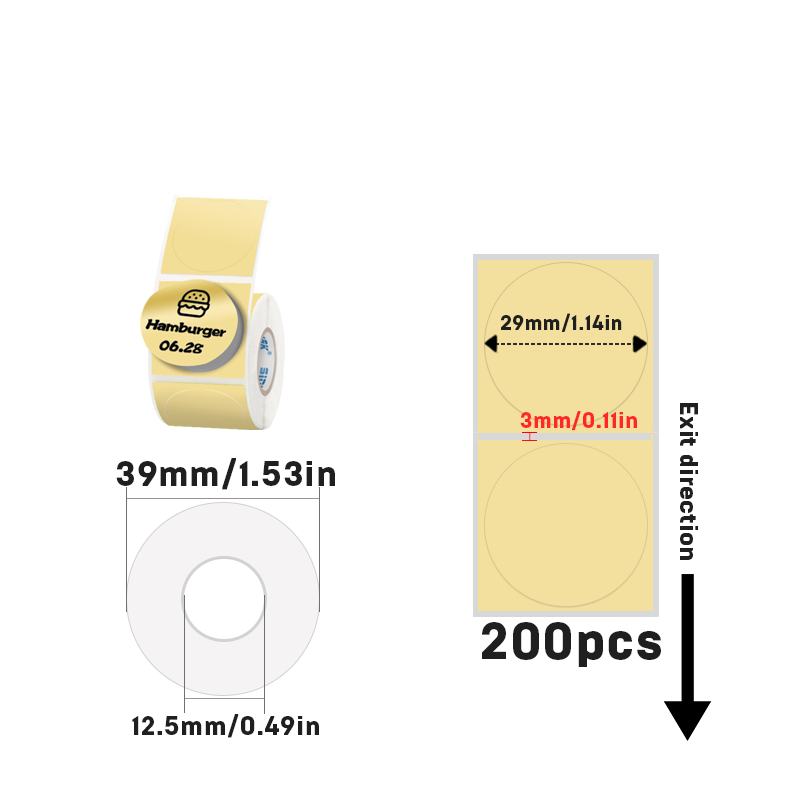 30mmX30mm Circular thermal label
