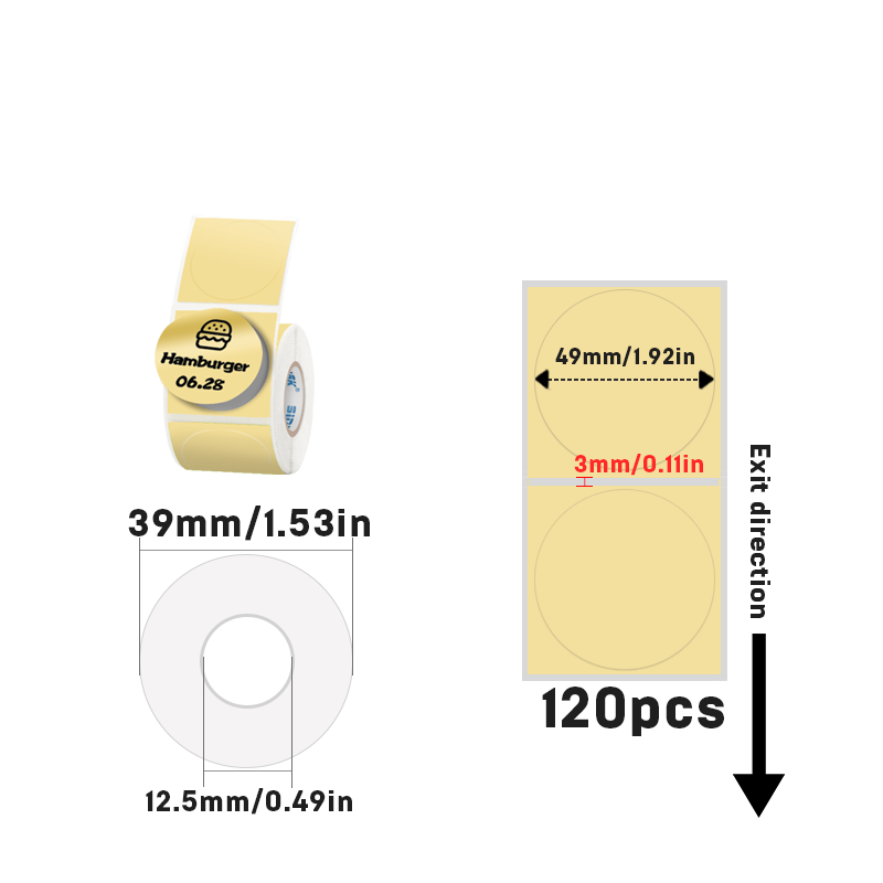 50mmX50mm Circular thermal label