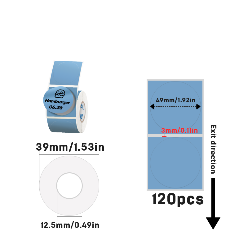 50mmX50mm Circular thermal label
