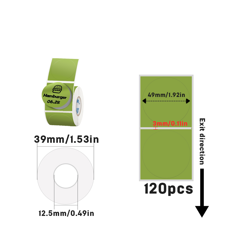50mmX50mm Circular thermal label