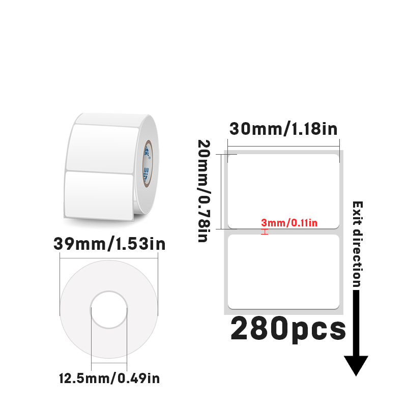 Rectangular white thermal label for SK/58/SK20/SK35/SK45/SK27