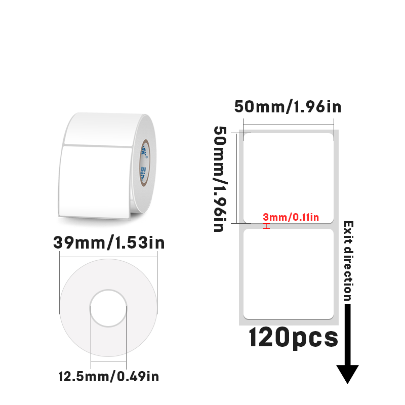 Rectangular white thermal label for SK/58/SK20/SK35/SK45/SK27