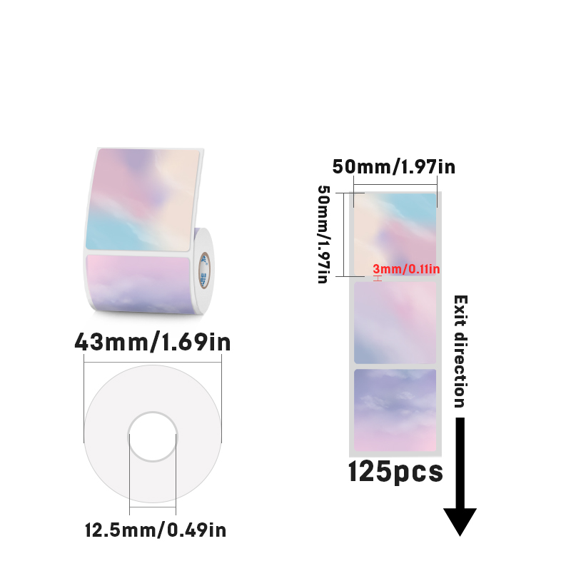 Square natural background thermal label