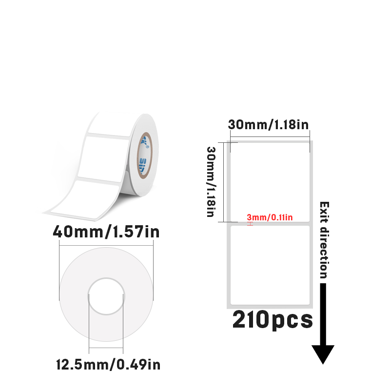 Rectangular white thermal label for SK/58/SK20/SK35/SK45/SK27