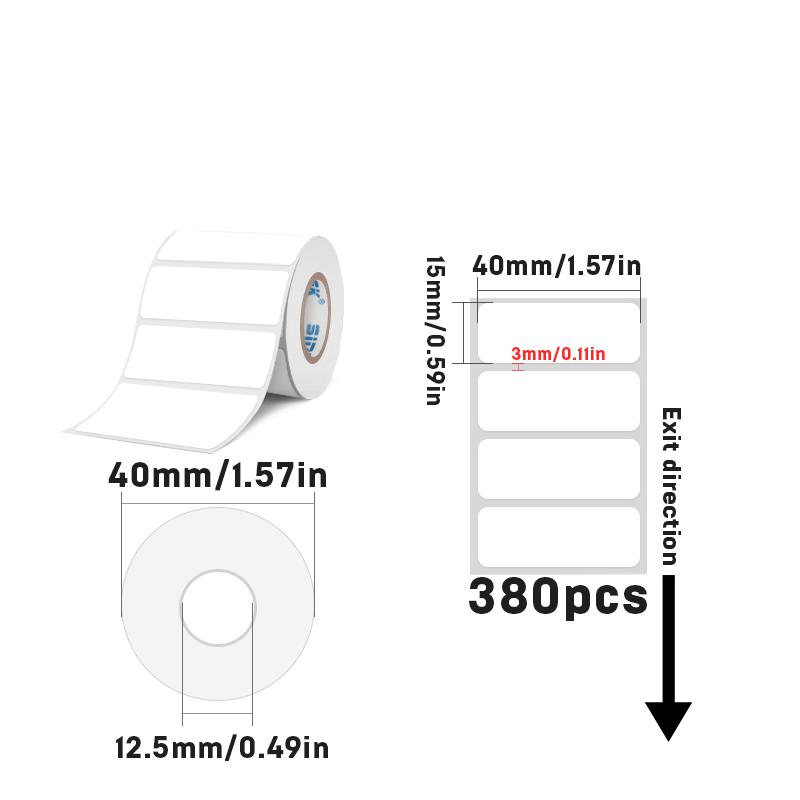 Rectangular white thermal label for SK/58/SK20/SK35/SK45/SK27