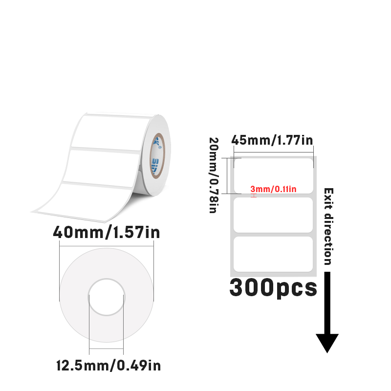 Rectangular white thermal label for SK/58/SK20/SK35/SK45/SK27