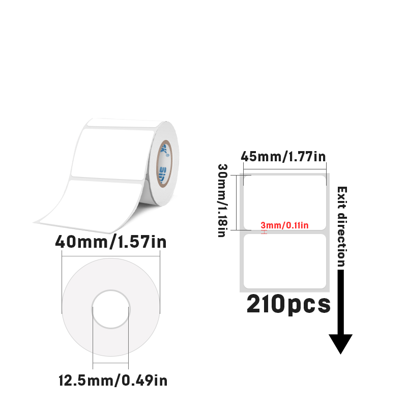 Rectangular white thermal label for SK/58/SK20/SK35/SK45/SK27
