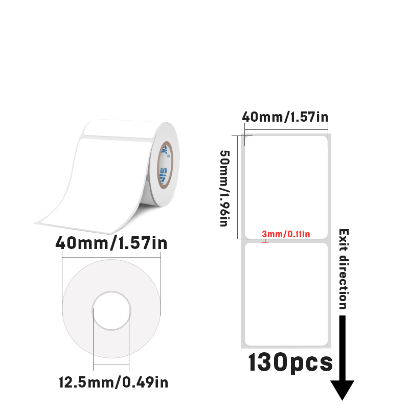 Rectangular white thermal label for SK/58/SK20/SK35/SK45/SK27