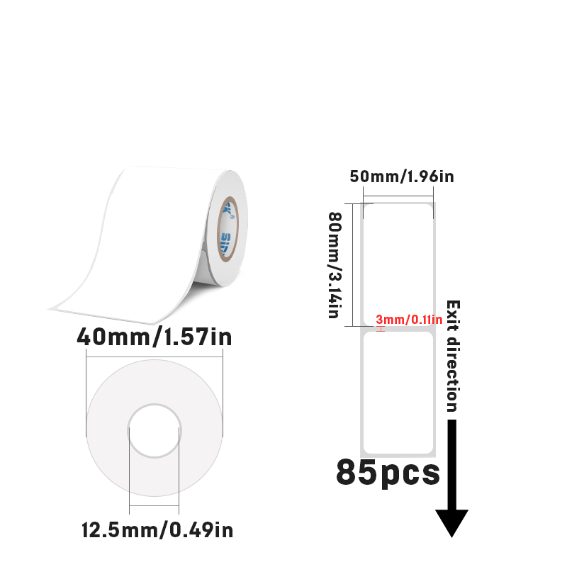 Rectangular white thermal label for SK/58/SK20/SK35/SK45/SK27