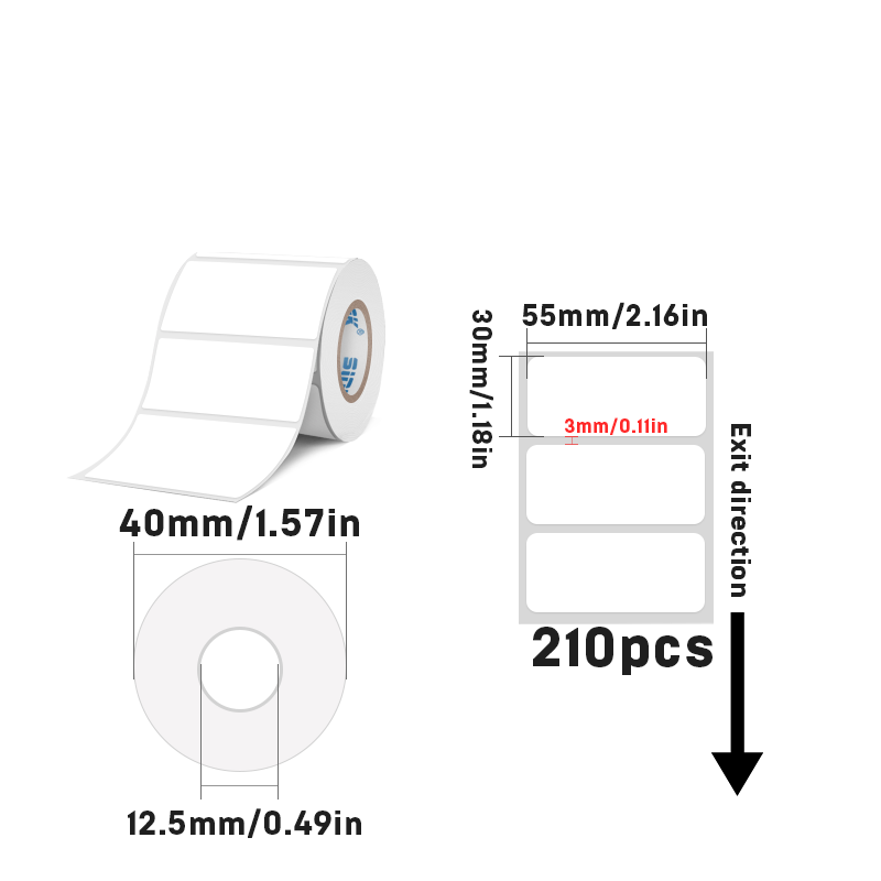 Rectangular white thermal label for SK/58/SK20/SK35/SK45/SK27