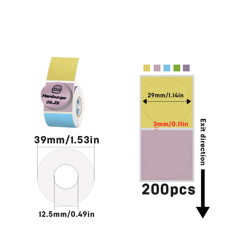 30mmX30mm Circular thermal label