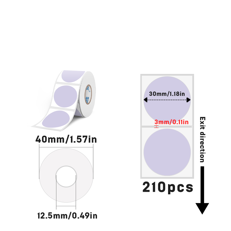 Thermal 30mm Diameter Round Label 6 colors inside For SK/58/SK20/SK35/SK45/SK27