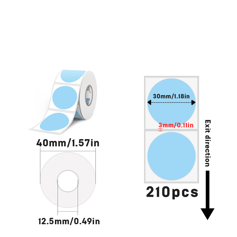 Thermal 30mm Diameter Round Label 6 colors inside For SK/58/SK20/SK35/SK45/SK27