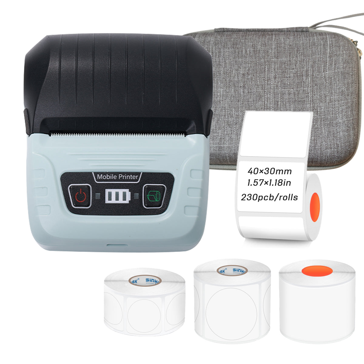 SK58 Portable Thermal Printer with 4 Rolls of White Labels and 1 Bag(EU Local Shippment)