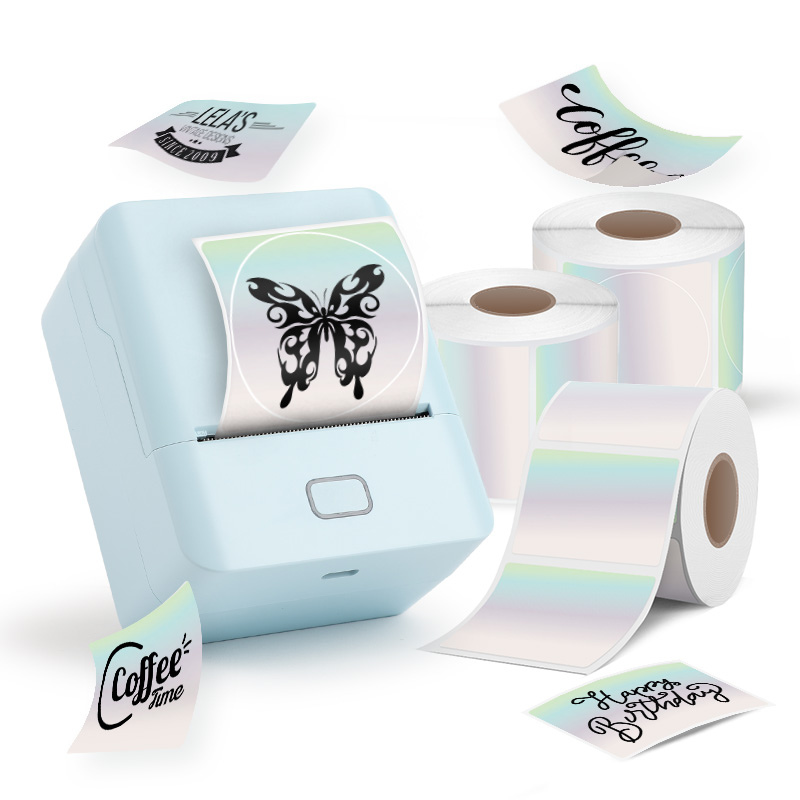 SK20 Portable Thermal Printer with 3 Rolls Silver Holographic Labels（NZ Local Shippment）