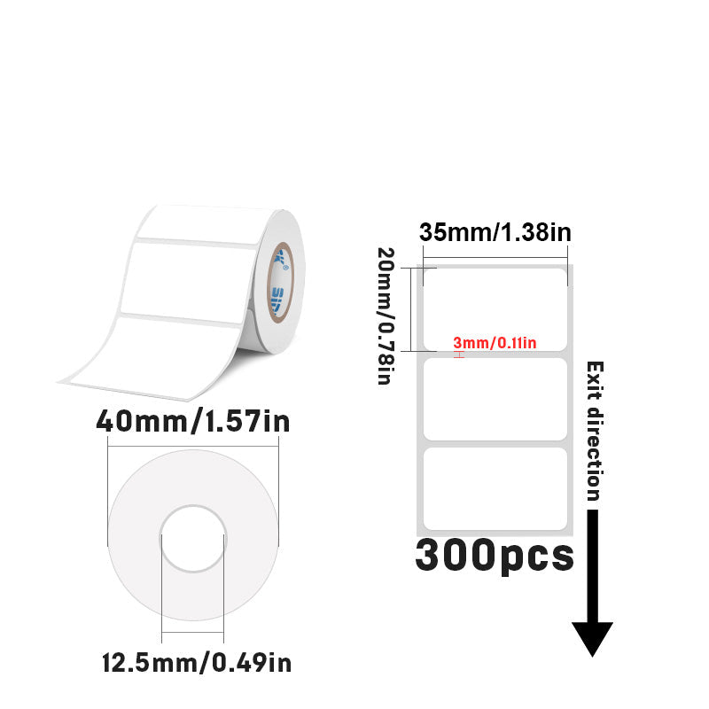 Rectangular white thermal label for SK/58/SK20/SK35/SK45/SK27