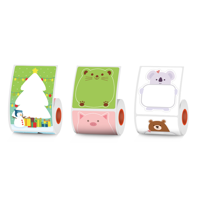 KAYSION 3-Roll Pack of Cute Christmas-Themed Thermal Labels For SK58/SK20/SK35/SK45/SK27