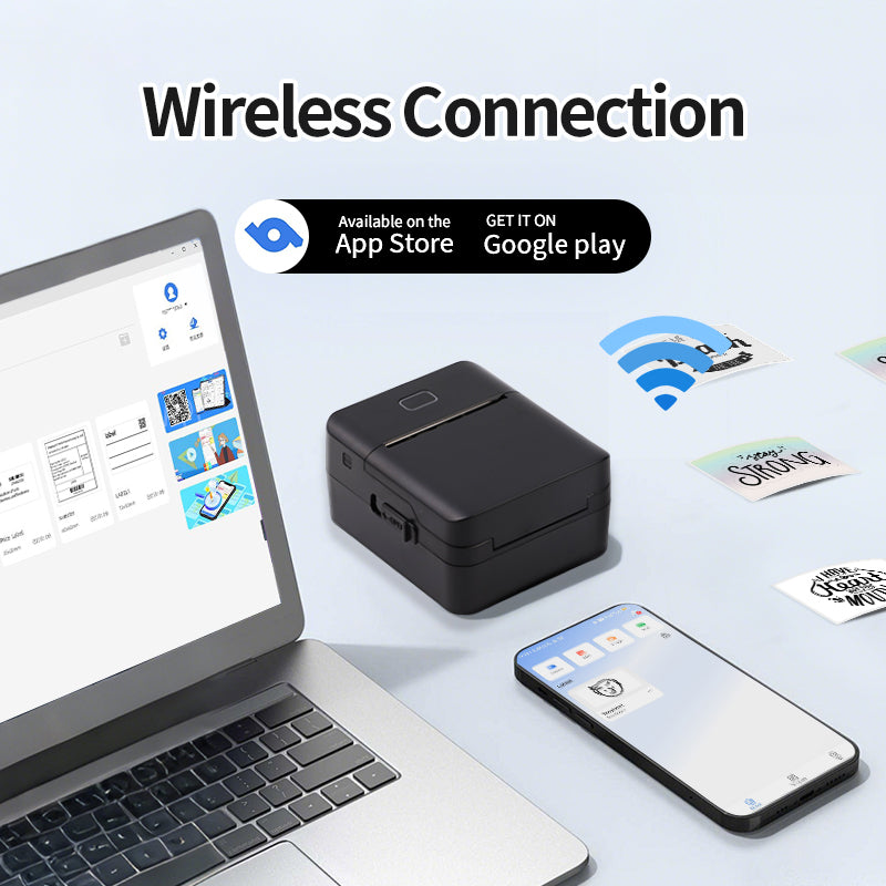 SK20 Mini Thermal Printer with 3 Rolls of Labels (1x White + 1x Holographic + 1x Transparent)(US Local Shippment)