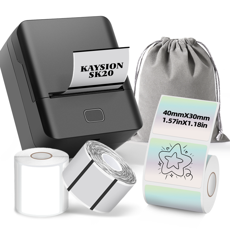 SK20 Portable Thermal Printer with 3 Rolls Label Storage Bag(UK Local Shippment)