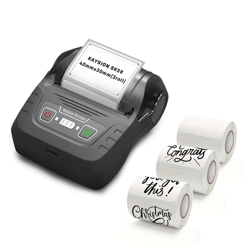 SK58 Portable Thermal Printer with 3 Rolls Label（Japan Local Shippment）