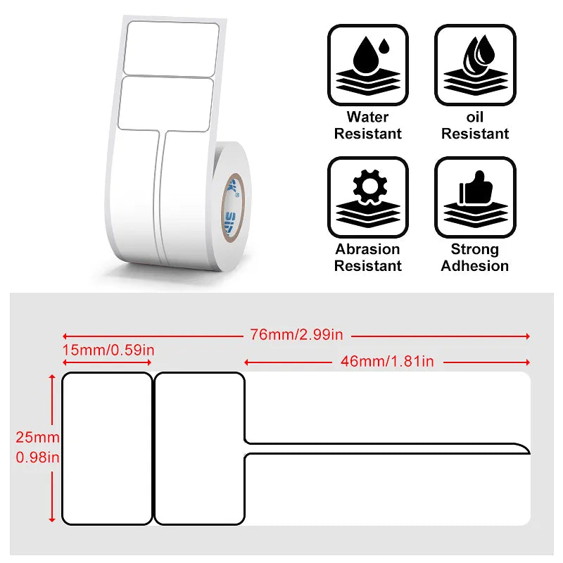 Horizontal Thermal Synthetic Jewelry Labels 25mmX15mm 3 roll/set For SK58/SK20/SK35/SK45/SK27(Australia Local Shipment)