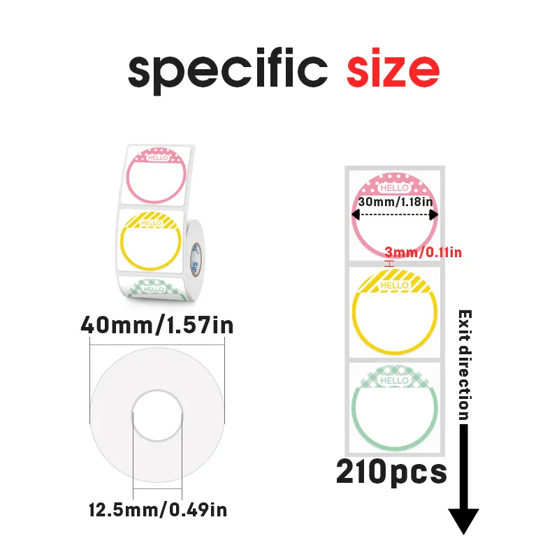 2 Types Round 30mm Thermal Label 3 Rolls Set For SK58/SK20/SK35/SK45/SK27