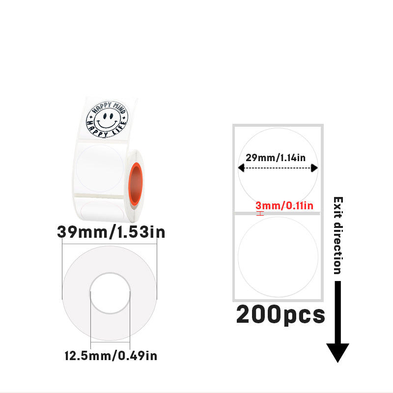 30mmX30mm Circular thermal label