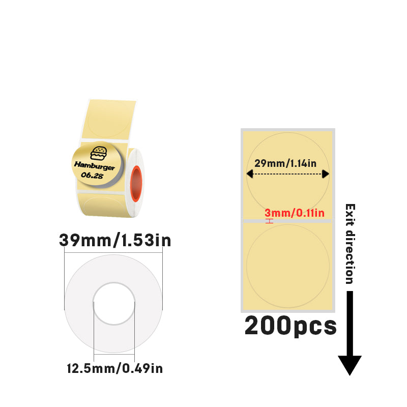 30mmX30mm Circular thermal label