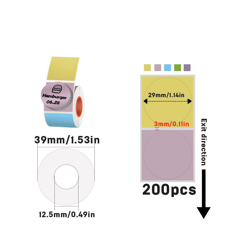 30mmX30mm Circular thermal label