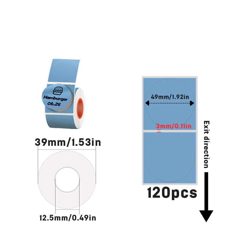 50mmX50mm Circular thermal label