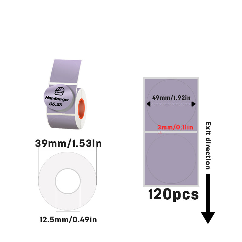 50mmX50mm Circular thermal label