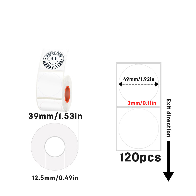 50mmX50mm Circular thermal label