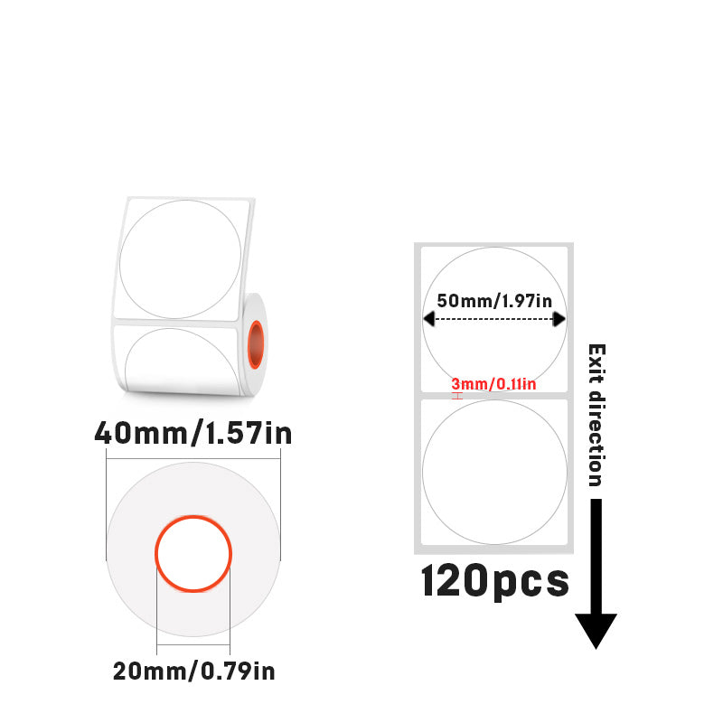 Circular white thermal label for SK/58/SK20/SK35/SK45/SK27