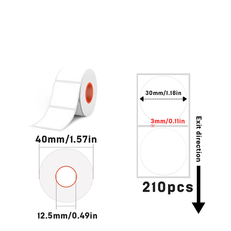 Thermal 30mm Diameter Round Label 6 colors inside For SK/58/SK20/SK35/SK45/SK27