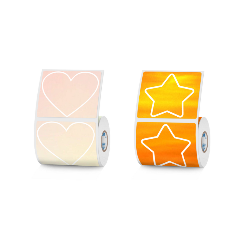 2 Types of 50mmx40mm Thermal Labels with Hearts, Stars For SK58/SK20/SK35/SK45/SK27