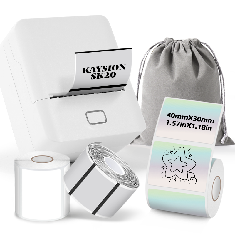 SK20 Portable Thermal Printer with 3 Rolls Label Storage Bag(UK Local Shippment)