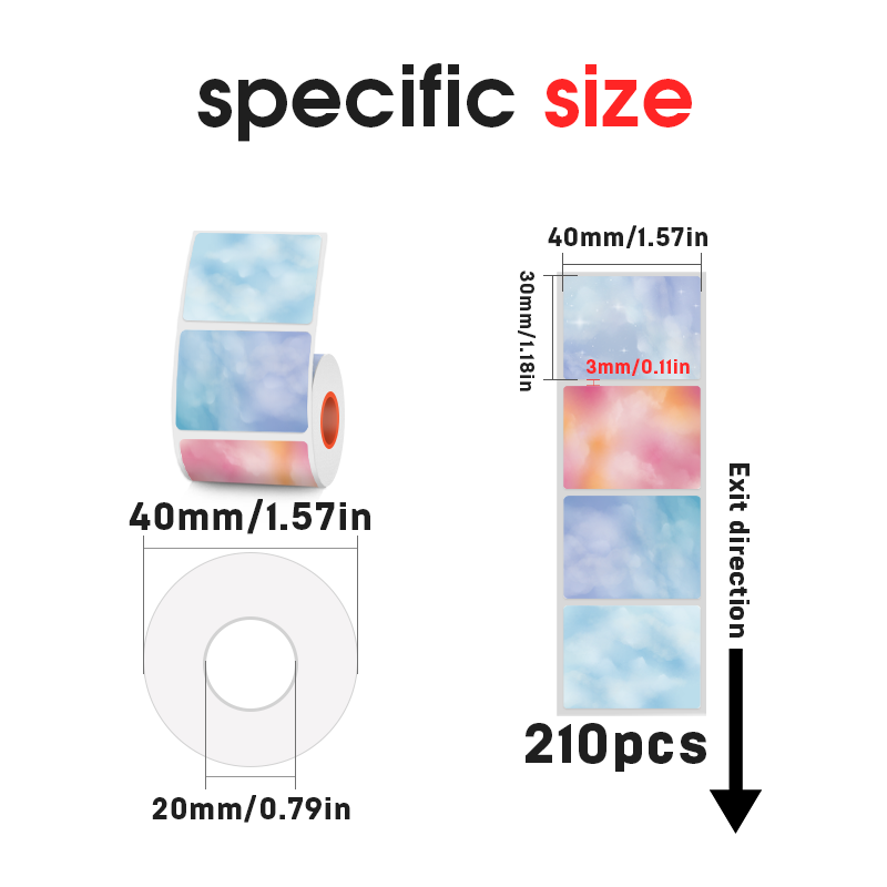 3 Types of Color-printed Thermal Labels 4 color Border, Name, Cloud For SK58/SK20/SK35/SK45/SK27